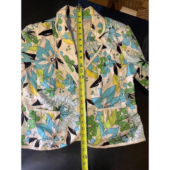 Colorful Patterned Fitted Buttoned Blazer Sz S - Picture 7 of 8